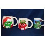 3 ceramic M&M's character mugs