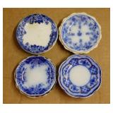 12 antique blue floral porcelain butter pats