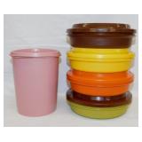 Four 1970's Tupperware Harvest Seal 'n Serve bowls