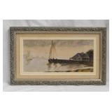 Original Nautical Sailboats watercolor painting,