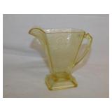 Yellow Depression glass: Footed creamer -