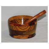 Hand crafted wood mortar & pestle, 5' diameter -