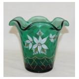 Signed & numbered Fenton teal green vase #474,