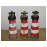 3 solar yard art lighthouse statues, 18' tall