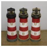 3 solar yard art lighthouse statues, 18' tall