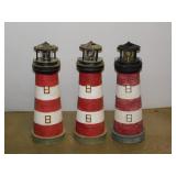 3 solar yard art lighthouse statues, 18' tall