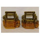Two 1950's McCoy Pottery Wishing Well planters,
