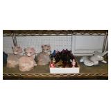Garden yard art statues: 3 foxes w/ kits, 9' tall