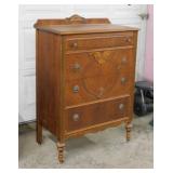 1933 carved walnut 4 drawer dresser chest on