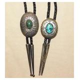 2 vintage hand crafted Navajo Indian turquoise &