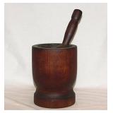 Large primitive mahogany mortar & pestle, 6.25"