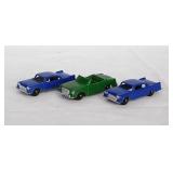 3 Tootsietoy cars: 2 Plymouth sedans - Studebaker