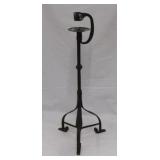 Primitive hand forged wrought iron candlestick