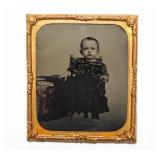 6 antique tintype photos in frames, one cracked