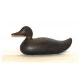 Antique folk art carved black wood duck decoy w/