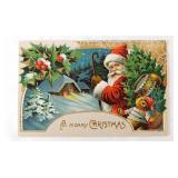 9 antique Christmas Santa Claus postcards,