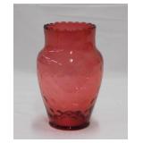 Lovely rare Fenton cranberry coin dot glass vase,