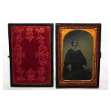 5 antique tintype photos in velvet lined cases