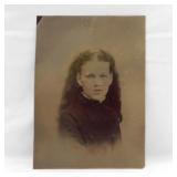 Large antique tintype photo of young girl,