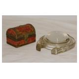 Vintage wood & brass mini treasure chest trinket