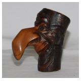 Rare antique carved briar wood face tobacco pipe