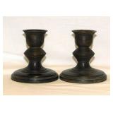 Pair of antique large solid bronze candlesticks,