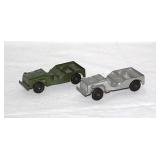 2 Tootsietoy US Army military Jeeps, 3 5/8" long