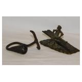 Antique primitive forged iron candlestick w/