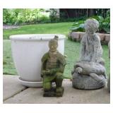 Ceramic flower pot 11" tall - concrete fountain