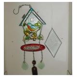 Glass & metal windchimes - Metal bird wall dï¿½cor