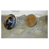 2 glass penny candy canister jars w/ lids