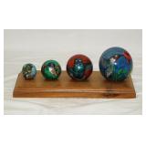Set of 4 signed nesting hand painted hummingbird