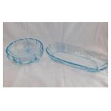 Fostoria Baroque Blue Glass: Three-toed candy