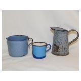 Vintage blue mottled graniteware - Red Wing