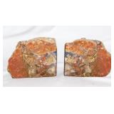 Polished mineral gemstone bookends, 4" tall