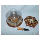 Acrylic & glass cheese dome w/ knife - Acrylic