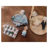 Antique bisque dolls: Set of 4 Frozen Charlotte