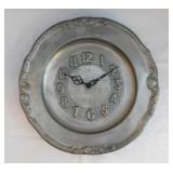 Belgium pewter wall clock w/ embossed numerals,