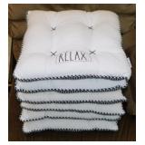 6 Rae Dunn farmhouse gingham chair cushions,