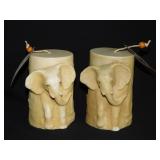 2 animal spirits hand crafted elephant pillar