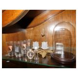 Pair of vintage brass & frosted glass rose candle