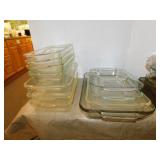 7 Pyrex glass baking dishes plus Anchor Hocking &