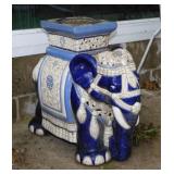 Chinoiserie ceramic lucky elephant plant stand