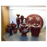 Vintage Redware pottery: Urns - Plate -