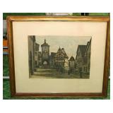 Original Plonlein Rothenburg Germany etching by
