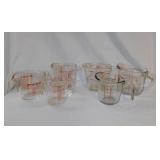 6 glass measuring cups: Pyrex, Anchor Hocking &