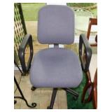 Rolling office chair - Upholstered walnut lyre
