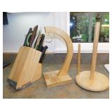 Wooden knife block & knives - Banana stand -