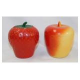 Hazel Atlas & Lefton strawberry & apple jam jars