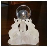 Elephants: Frosted acrylic base w/ crystal glass